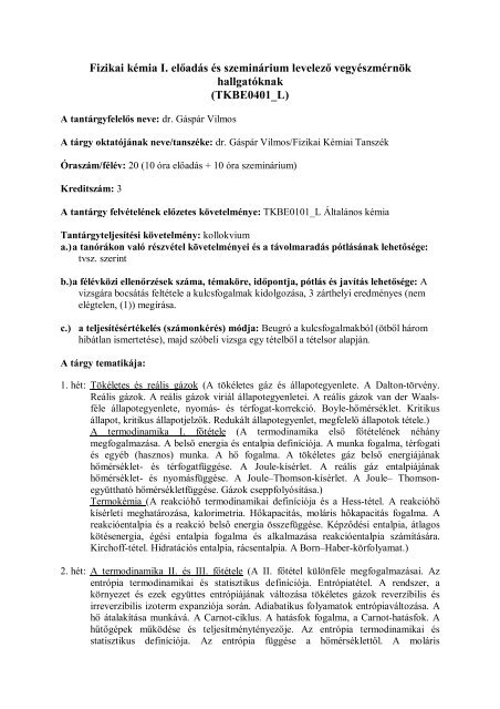 TKBE0401_L Fizikai kémia I. - Debreceni Egyetem