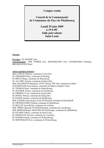 CR du 29-06-09.pdf - CommunautÃ© de communes de Phalsbourg