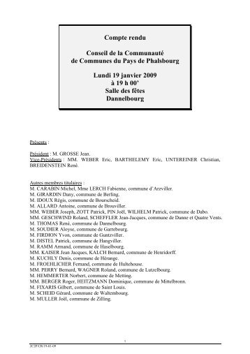 CR du 19-01-09.pdf - CommunautÃ© de communes de Phalsbourg