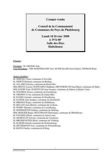 CR du 18-02-08.pdf - CommunautÃ© de communes de Phalsbourg