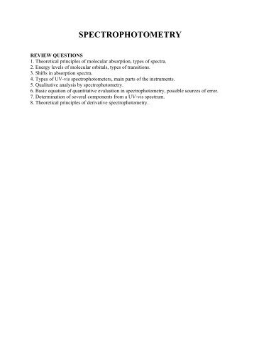 Manual for UV-vis spectrophotometry laboratory