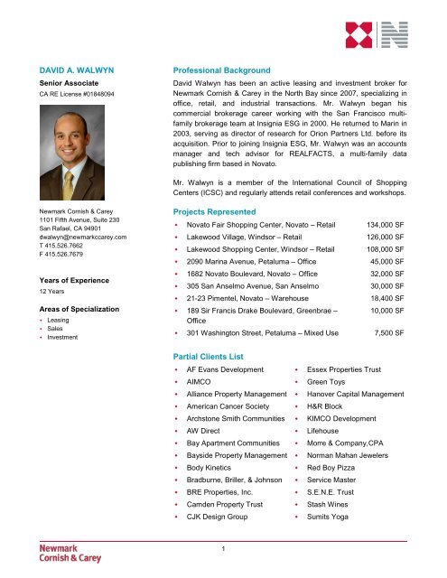 Download Resume - Cornish & Carey Commercial Newmark Knight ...