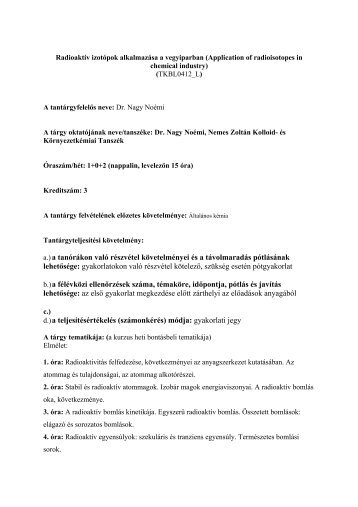 TKBL0412_L Radioaktív izotópok alkalmazása a vegyiparban