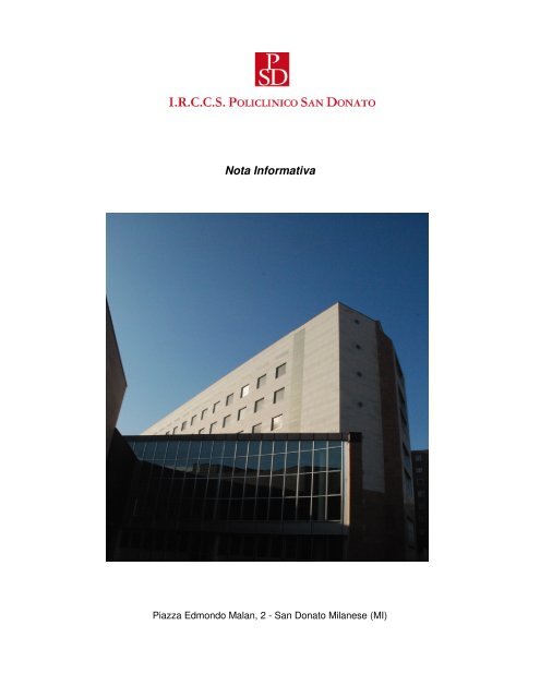 Nota Informativa - Istituto Ortopedico Galeazzi