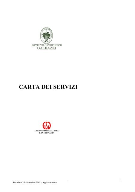 CARTA DEI SERVIZI - Istituto Ortopedico Galeazzi