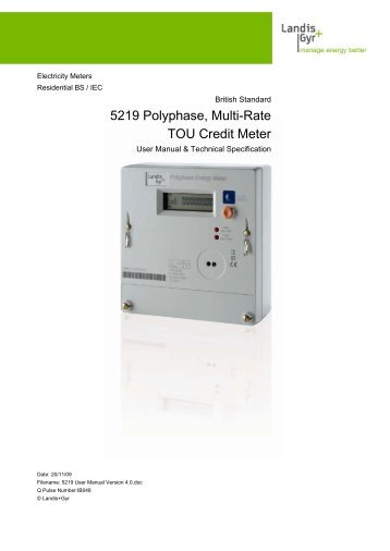 5219 Polyphase, Multi-Rate Credit Meter Externally ... - Meterspec