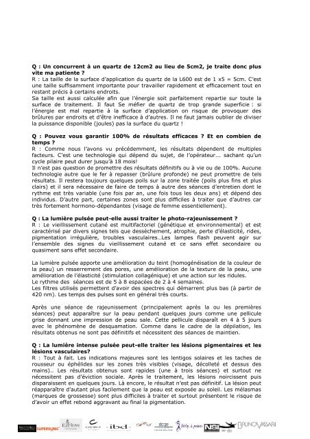 Info / Tarif - Les Professions EsthÃ©tiques