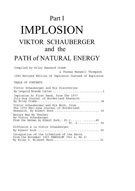 Implosion - Viktor Schauberger and The Path of Natural