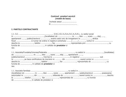 Contract Civil De Prestari Servicii