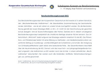 Berufsorientierungs-Konzept - KGS Kirchweyhe