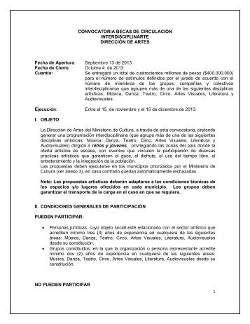 CONVOCATORIA Interdisciplinartes FINAL.pdf - Ministerio de Cultura