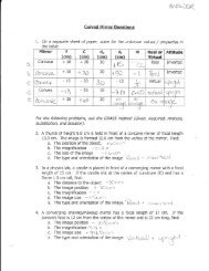 Mirrors Worksheet