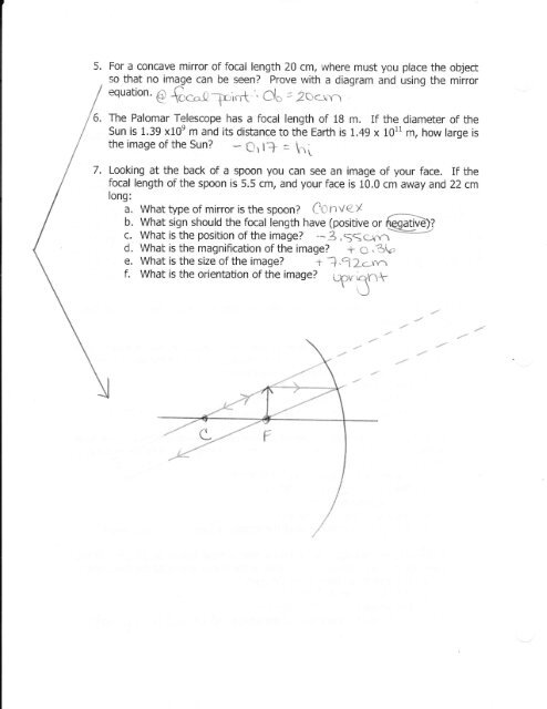 Curved mirror question ANSWERS