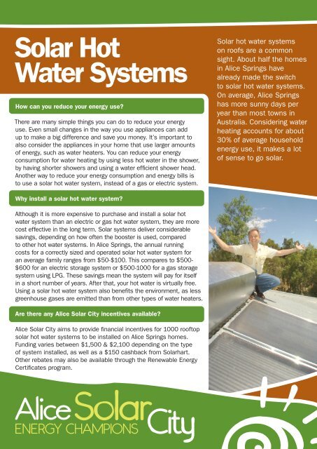 Solar Hot Water Systems Alice Solar City