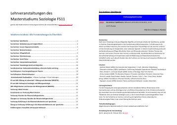 Veranstaltungen des Masterstudiums Soziologie ... - UniversitÃ¤t Bern