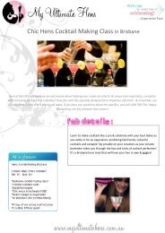 Chic Hens Cocktail Making Class in Brisbane - My Ultimate Hens night