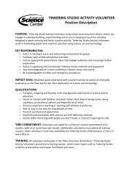 TINKERING STUDIO ACTIVITY VOLUNTEER Position Description