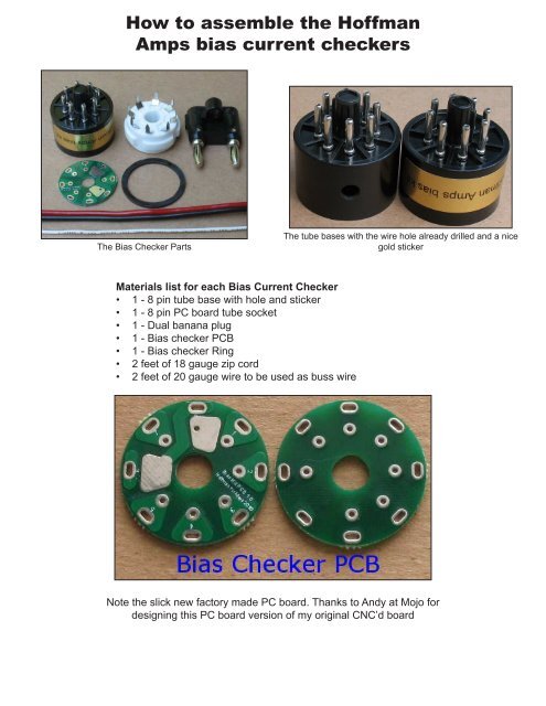 How to assemble the Hoffman Amps bias current ... - Mojotone.com