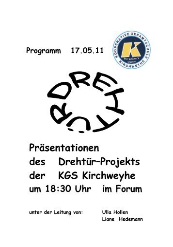 PrÃ¤sentationen des DrehtÃ¼râProjekts der KGS Kirchweyhe