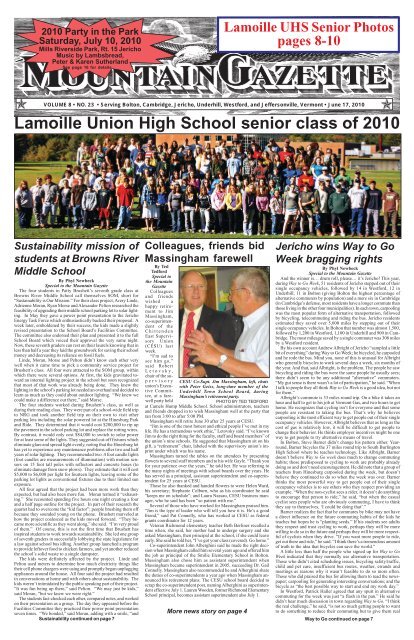 Lamoille Union High School senior class of 2010 - Mountain Gazette