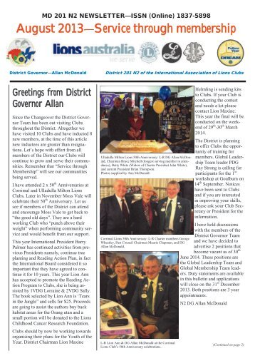 August 2013—Service through membership - Lions Clubs of District ...