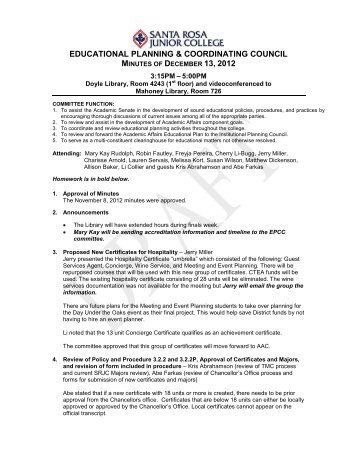 EPCC Minutes 12-13-12 - Santa Rosa Junior College