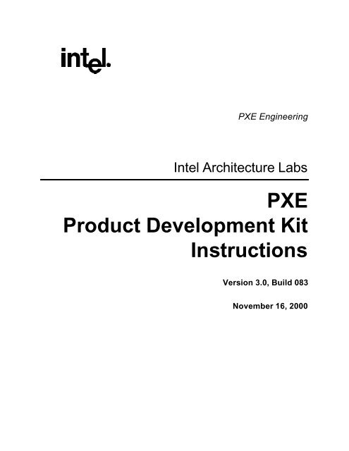 Pxe Product Development Kit Instructions Community