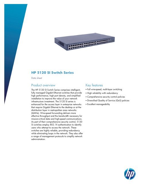 HP 5120 SI Switch Series data sheet - US English