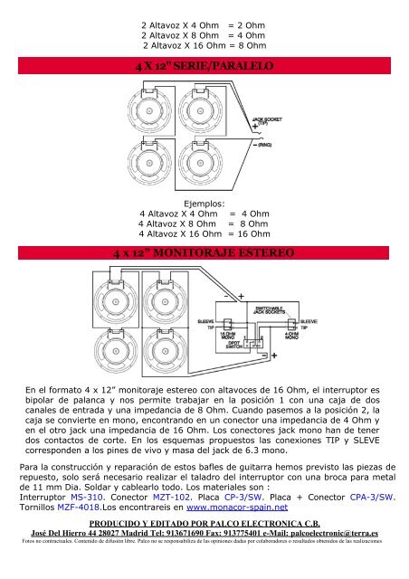 Conexionado de altavoces de guitarra. - palcoelectronica