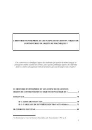 L'Histoire d'entreprises et les Sciences de gestion : objets de ...