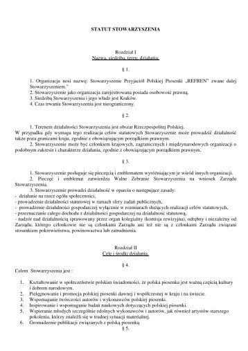 Statut Stowarzyszenia - Biblioteka Polskiej Piosenki