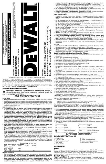 DW680 3-1/4" (82mm) Heavy Duty Planer Raboteuse à service ...