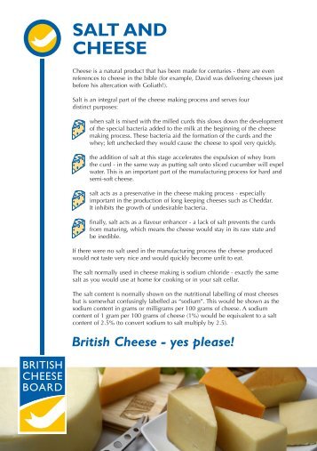SALT AND CHEESE - British Cheese Board