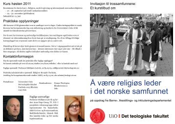 Å være religiøs leder i det norske samfunnet - Det teologiske fakultet
