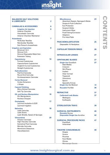 Insight Surgical Catalogue