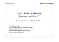 HMS - Risiko og Sikkerhet i fjernvarmeprosjekterâ - Norsk Fjernvarme