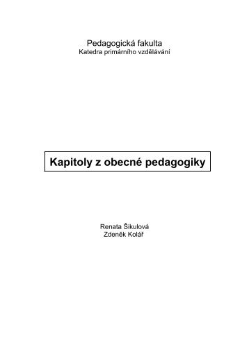 Kapitoly z obecnÃ© pedagogiky - Pf UJEP