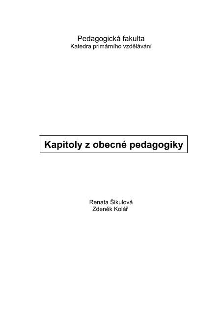 Kapitoly z obecnÃ© pedagogiky - Pf UJEP