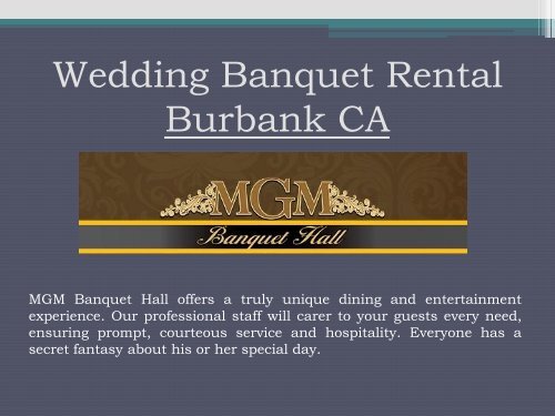 Wedding Banquet Rental Burbank CA