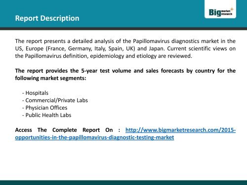 2015 Opportunities in the Papillomavirus Diagnostic Testing Market
