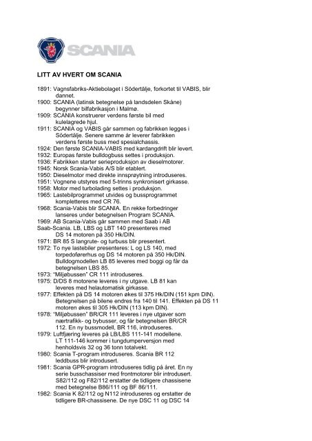 Kort historikk om Scania