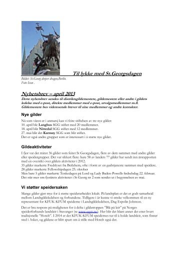 Nyhetsbrev nr 1/2013 - St. Georgs Gildene i Norge