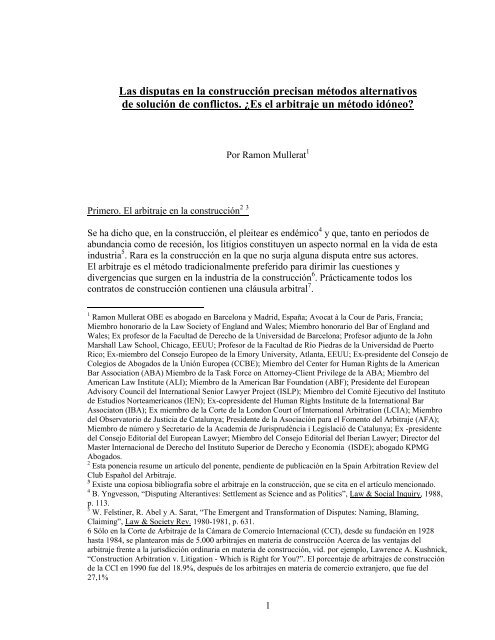 El arbitraje en la construccion - Acadèmia de Jurisprudència i ...