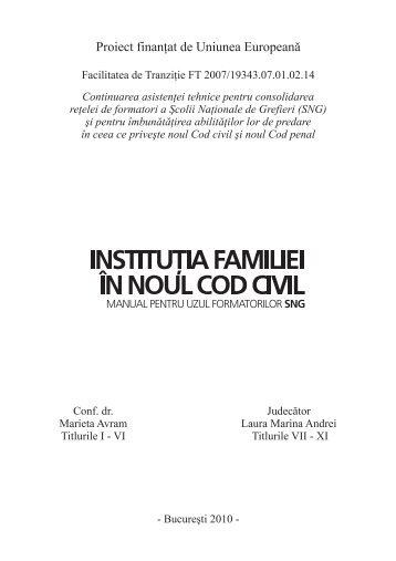 implementarea dispoziÅ£iilor de dreptul familiei din noul Cod civil - CSM