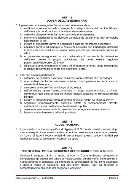 UFFICIO DI POLIZIA LOCALE REGOLAMENTO ... - Comune di Canzo