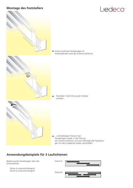 Montage der Mitnehmer auf Paneelwagen. Einzelteile - Liedeco