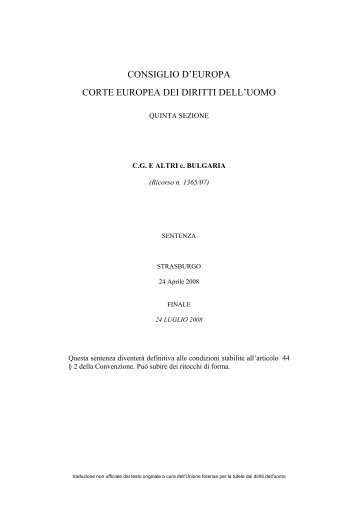 consiglio d'europa corte europea dei diritti dell'uomo - Osservatorio ...
