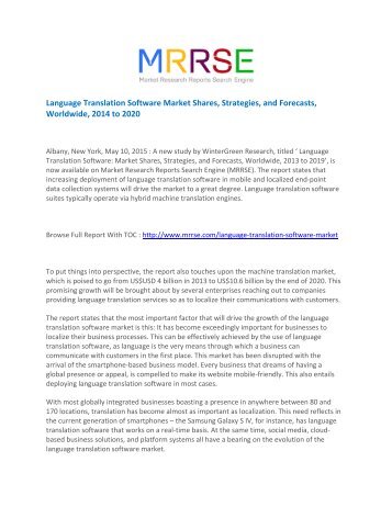 Global Language Translation Software Market Research Report: MRRSE