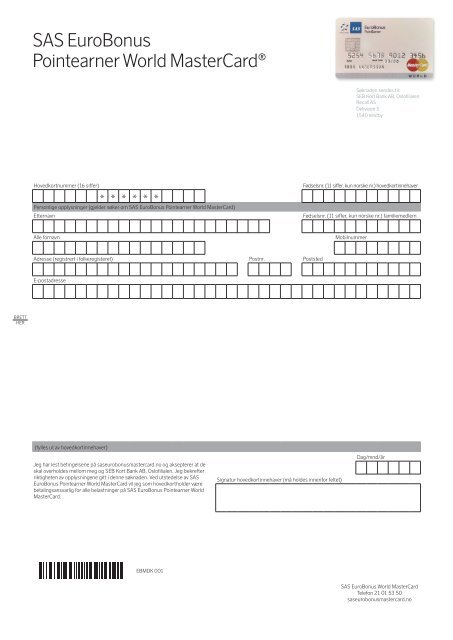 SÃ¸k om PointEarner-kort her - SAS