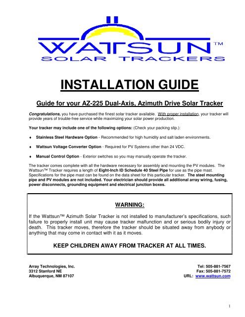 AZ-225 Install Manual